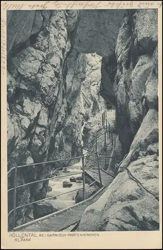 Carte de l'enfer de Garmisch-Partenkirchen, Klamm, 1913
