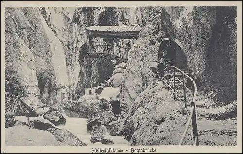 Bahnpost ZUG 1362 - 5.8.21 auf AK Höllenklamm - Bogenbrücke, nach Leiden/Holland