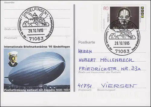 PSo 40 Sindelfingen Graf Zeppelin SSt Liechtenstein sur la bourse 28.10.95