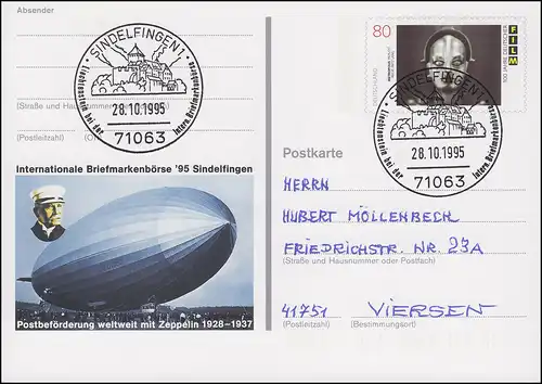 PSo 40 Sindelfingen Zeppelin SSt Principauté de Liechtenstein sur la bourse 28.10.95