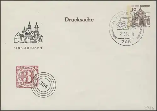 Enveloppe 10 Pf Dresden Sigmaringen SSt 2.10.10.1966