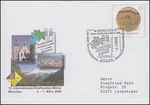 USo 175 Bourse des timbres Munich, correspondant SSt Munich ALPEN-ADRIA 5.3.2009