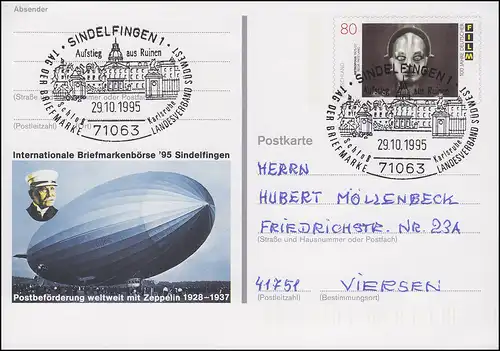 PSo 40 Sindelfingen Postbeförderung Zeppelin SSt Aufstieg aus Ruinen 29.10.95