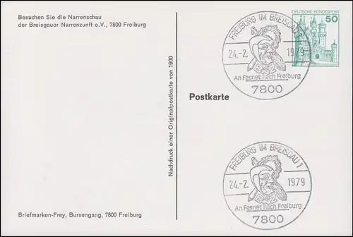 Carte postale privée PP 103/6 Visitez le salon des fous SSt FREIBURG 24.2.1979