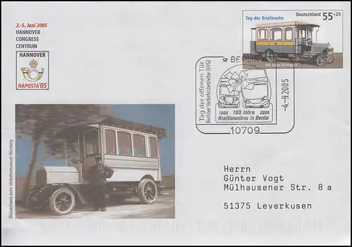 USo 96 NAPOSTA Hannover & Tag der Briefmarke, SSt Berlin Kraftomnibus BVG 4.9.05