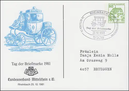 Carte postale privée PP 104/1229 Date du timbre 1981 SSt RHEINBACH 25.10.81