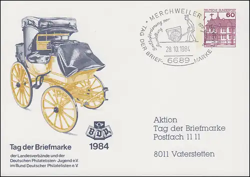 Carte postale privée PP 106/164b Jour du timbre-poste SSt MERCHWEILER 28.10.1984