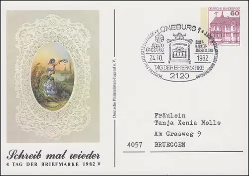 Carte postale privée PP 106/91 Journée du timbre-poste Poesie SSt LÜNEBURG 24.10.1982