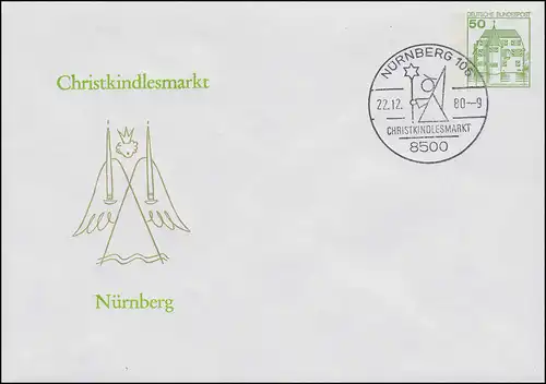 Privatumschlag PU 113/25 Christkind / Christkindlesmarkt SSt NÜRNBERG 22.12.1980