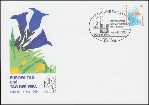 Privatumschlag PU 292 SWK Europa Tag Tag der FEPA passender SSt NÜRNBERG 4.5.99