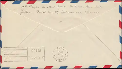 Erstflug FIRST FLIGHT ROUTE AM-86 Ann Arbor Michigan 1.5.1955 nach Chicago 1.5.