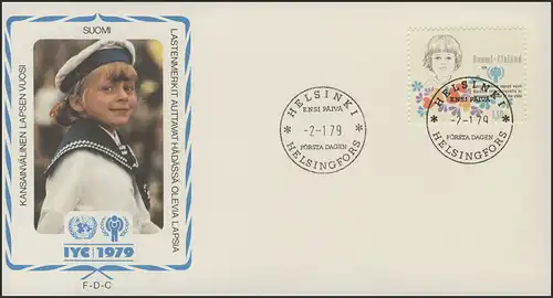Finnland: Mädchen mit Blumen, 1 Wert auf Schmuck-FDC