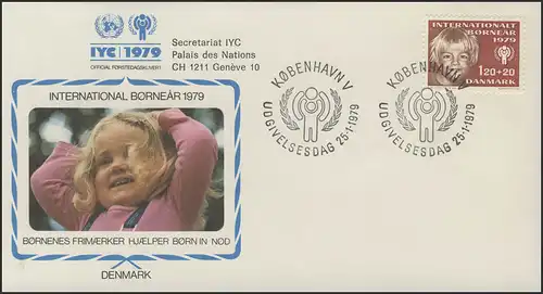 Dänemark: Mädchenkopf, 1 Marke auf Schmuck-FDC