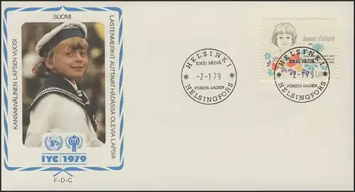 Finnland: Mädchen mit Blumen, 1 Wert auf Schmuck-FDC Helsinki
