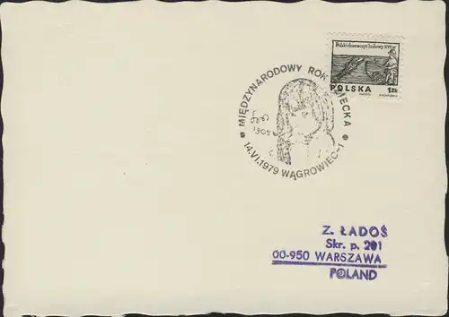 Polen: Postkarte mit Sonderstempel Mädchenkopf, Wagrowiec 14.6.1979