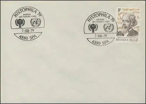 Belgien: François-Auguste Gevaert, Blanko-Brief SSt HISTOPHILA UNO+IYC-Logo 1979