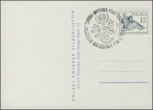Polen: EF auf Postkarte mit SSt IYC-Logo & Herz Warschau 1.6.1979 