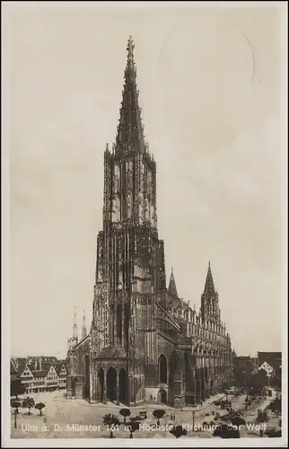 AK Ulm / Danube - Münster 161 m. Tour d'église suprême du monde, RAVENSBURG 22.6.41