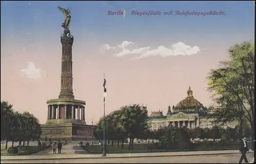 AK Berlin - Siegessäule mit Reichsstagsgebäude, BERLIN 10.3.16 nach Gräfentonna