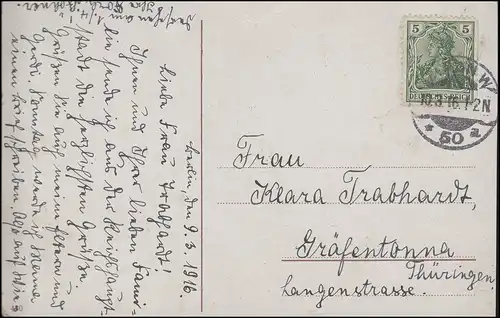 AK Berlin - Siegessäule mit Reichsstagsgebäude, BERLIN 10.3.16 nach Gräfentonna