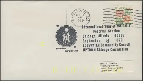 USA: Blumen, Brief mit SSt Festival Station Chicago, gelbe Codierung 41 S