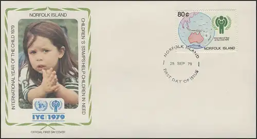 Norfolkinsel: Landkarte mit Norfolkinsel, 1 Wert auf Schmuck-FDC