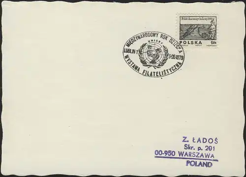 Polen: Postkarte mit Sonderstempel UNICEF & Ausstellung Lublin 6.5.79
