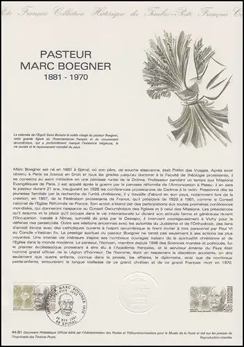 Collection Historique: Pastor und Theologe Marc Boegner 14.11.1981