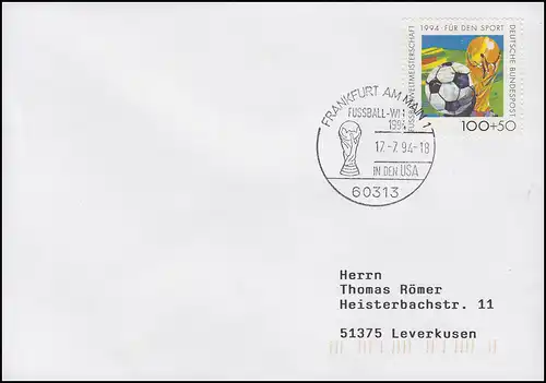 1718 Coupe de football & FIFA, EF Bf SSt Frankfurt Coupes de Football aux États-Unis 17.7.1994