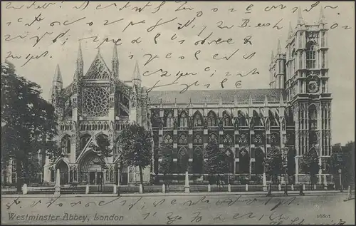 Carte de Londres: Westminster Abbey, Highbury 12.2.1908 vers Delmenhorst