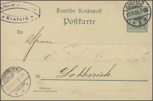 Carte postale Germania/Reichspost 5 Crefeld n. Lobberich