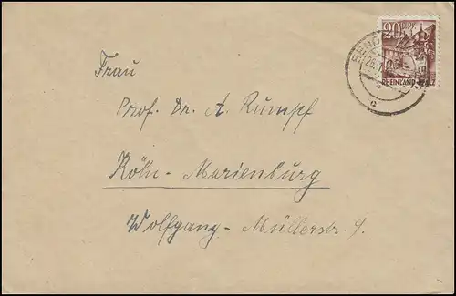 Rheinland-Pfalz 23 Winzerhäuser St. Martin EF Brief BENSDORF (RHEIN) 26.1.49