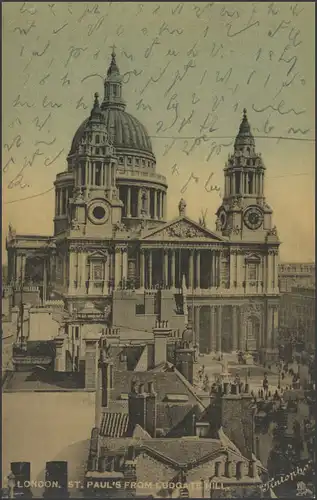 Ansichtskarte London: St. Pauls Kirche, London 7.11.1905 nach Antwerpen