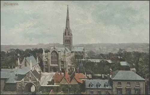 Ansichtskarte Norwich/Norfolk: Ansicht mit Kirche, ungebraucht