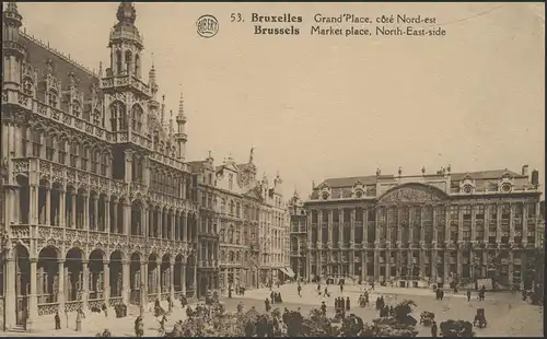 Carte de Bruxelles/Belgique: Place du marché côté nord-est, Bruxelles 28.4.28