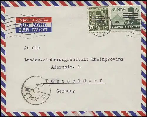 Ägypten Königreich König MiF Lp-Brief CAIRO / KAIRO 17.2.1954 nach Düsseldorf