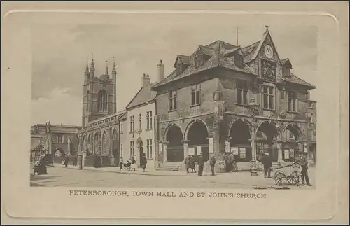 Ansichtskarte Peterborough/England:Town Hall and St. Johns-Church, ungebraucht