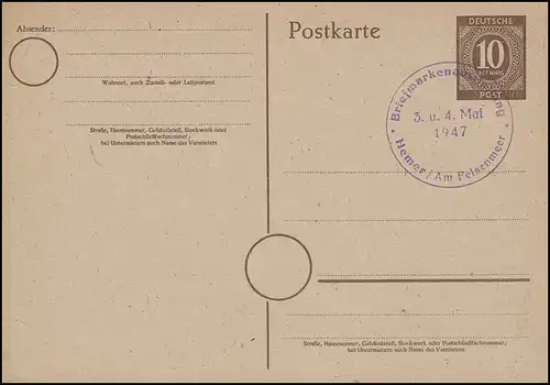 P 952a Ziffer 10 Pf SSt Briefmarkenausstellung Hemer / Am Felsenmeer 3.-4.5.1947