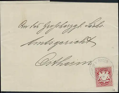 Bayern NORDHEIM/RHÖN 12.5.03 an Grossherzögl. Sachs. Amsgericht OSTHEIM 12.5.03