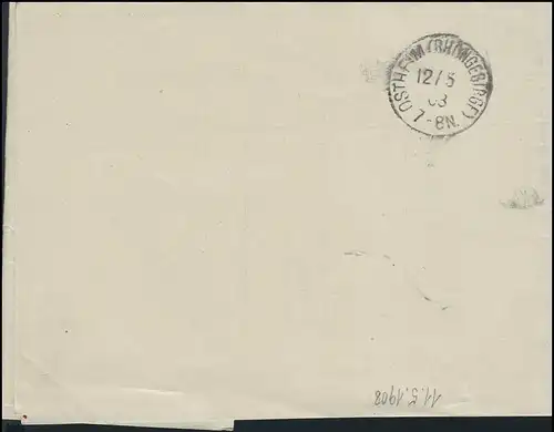 Bayern NORDHEIM/RHÖN 12.5.03 an Grossherzögl. Sachs. Amsgericht OSTHEIM 12.5.03