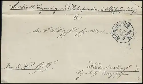 Bayern Regierungsverfassung WÜRZBURG 12.10.91 sur SULZFELD 13.10. vers Kleinbardorf