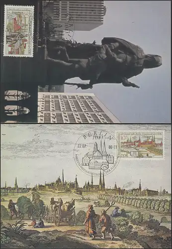 3030-31 Briefmarkenausstellung Berlin 1986 - Satz auf Wermsdorf-Maximumkarten