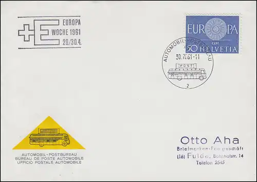 Suisse 721 EUROPE / CEPT Lettre de bijoux SSt AUTOMOBIL-POSTO 30.4.61