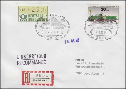 Eisenbahnschienen & Eisenbahnachse & Ausbesserungswerk, R-Brief Witten 4.6.1988