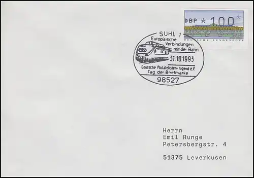 Liaisons européennes avec le rail & Eisellok, lettre SSt Suhl 31.10.1993