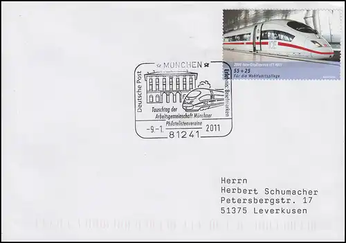 Gare de Munich & ICE, Lettre SSt Munich 9.1.2011