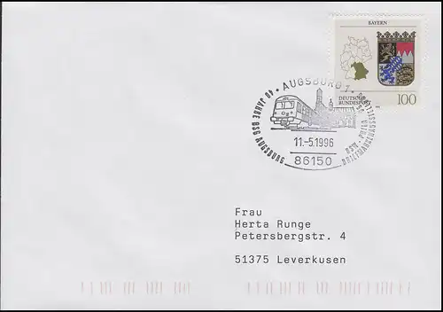 40 ans BSW Phila Augsburg & Rail, Lettre SSt Auggsburg 11.5.1996