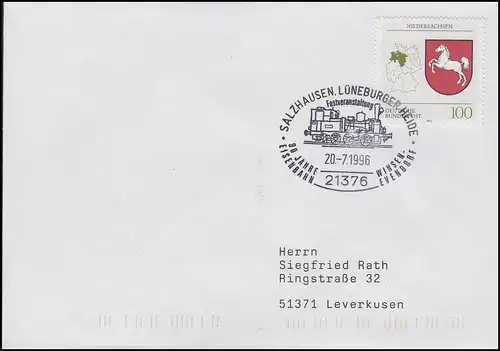 Ligne ferroviaire Winsen-Evendorf, lettre SSt Salzhausen /Lüneburger Heide 20.7.96