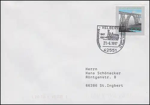 Pont Münstener & Rail dans la région de Velbert, Bf SSt Velber Lok Adler 21.6.97