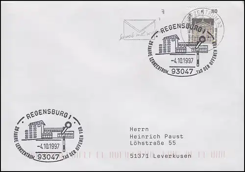 Eisenbahner Lernzentrum Regensburg & Signalanlage, Brief SSt Regensburg 4.10.97